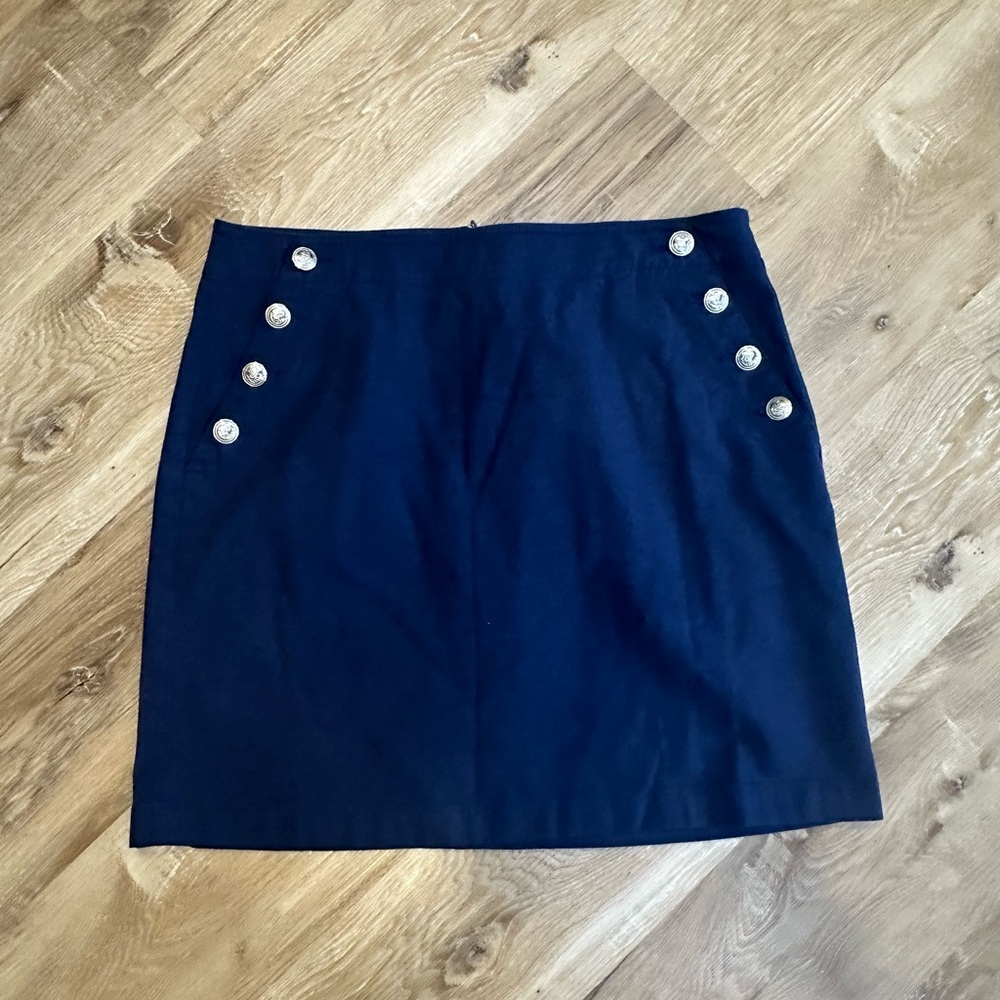 LOFT Navy Mini Skirt with Silver Buttons